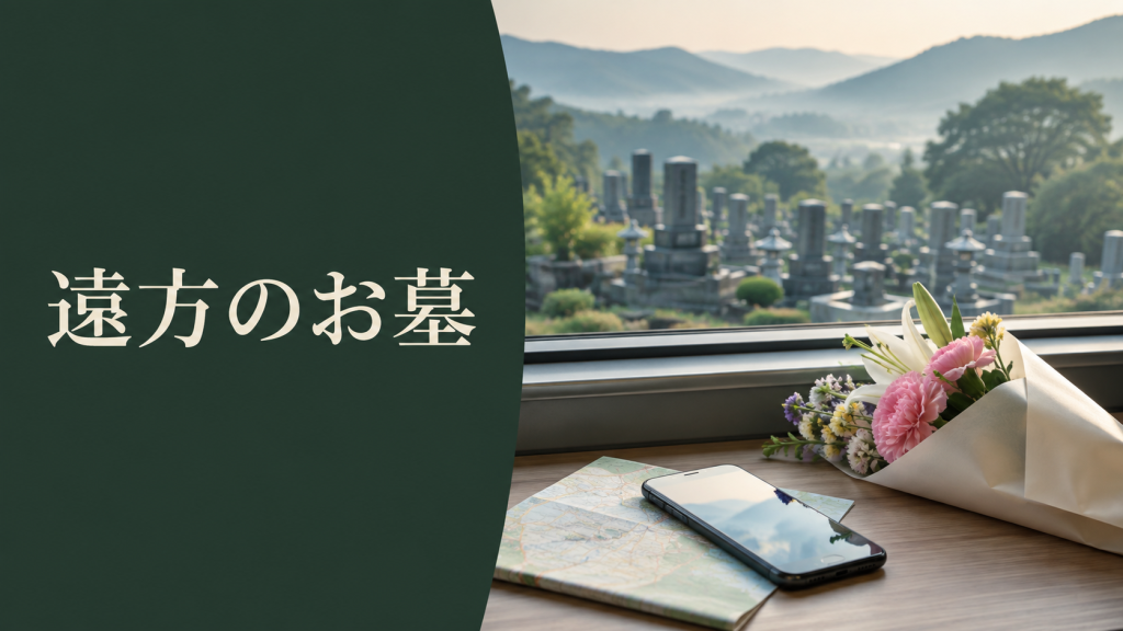 遠方のお墓を管理するための地図と手帳の写真