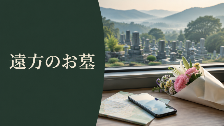 遠方のお墓を管理するための地図と手帳の写真
